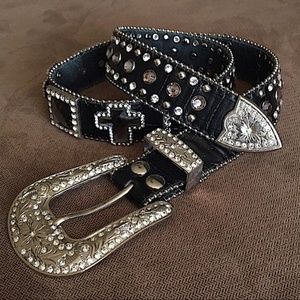 Leather Bling Western Belt